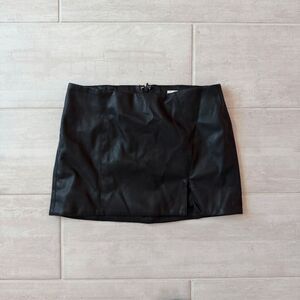 Oh Polly Faux Leather Black Mini Skirt US 4 UK 8 Vegan Zipper